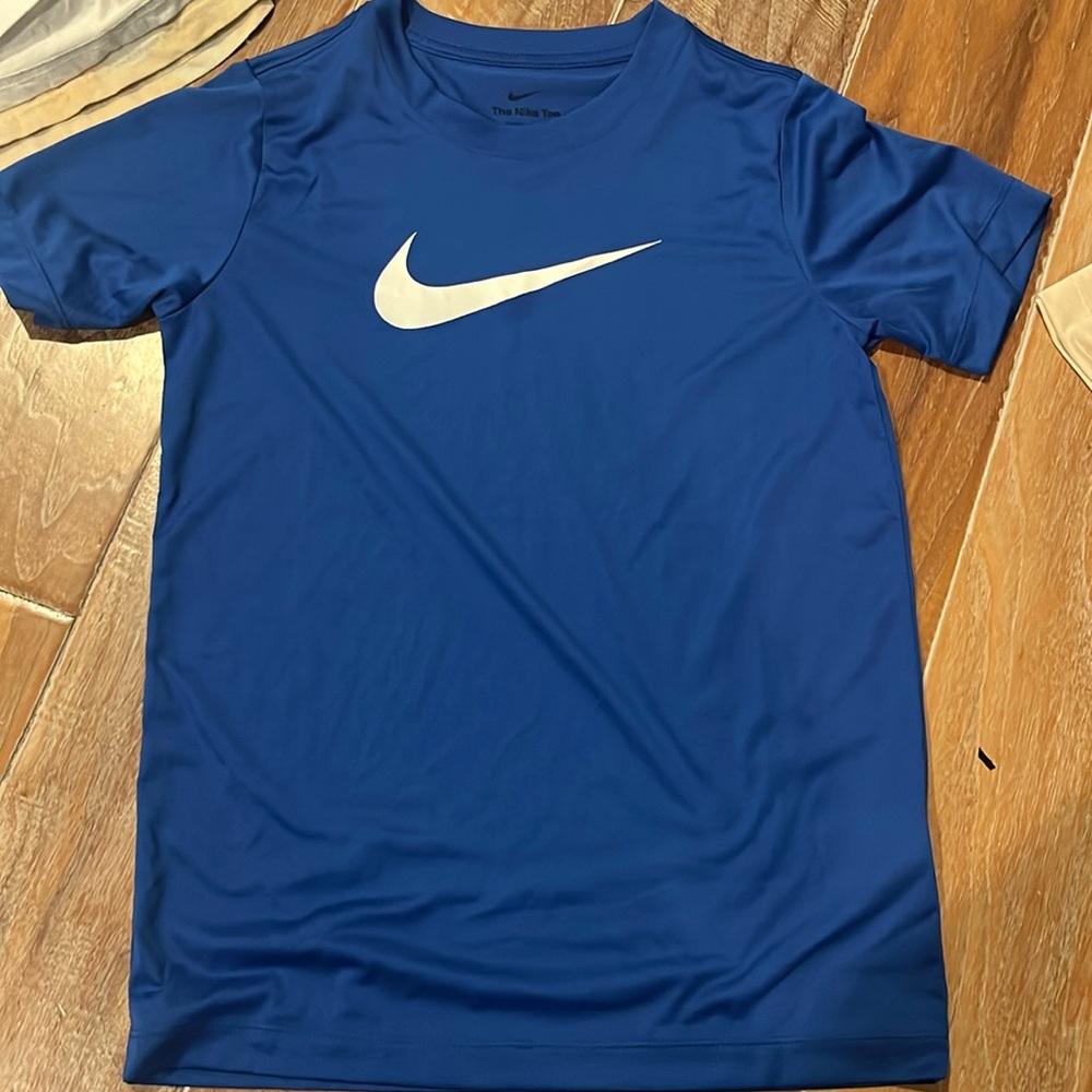 Large Boys Nike Blue Dri-Fit Athletic Shirt with Logo